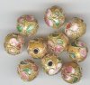 10 10mm Gold Cloisonné Rounds